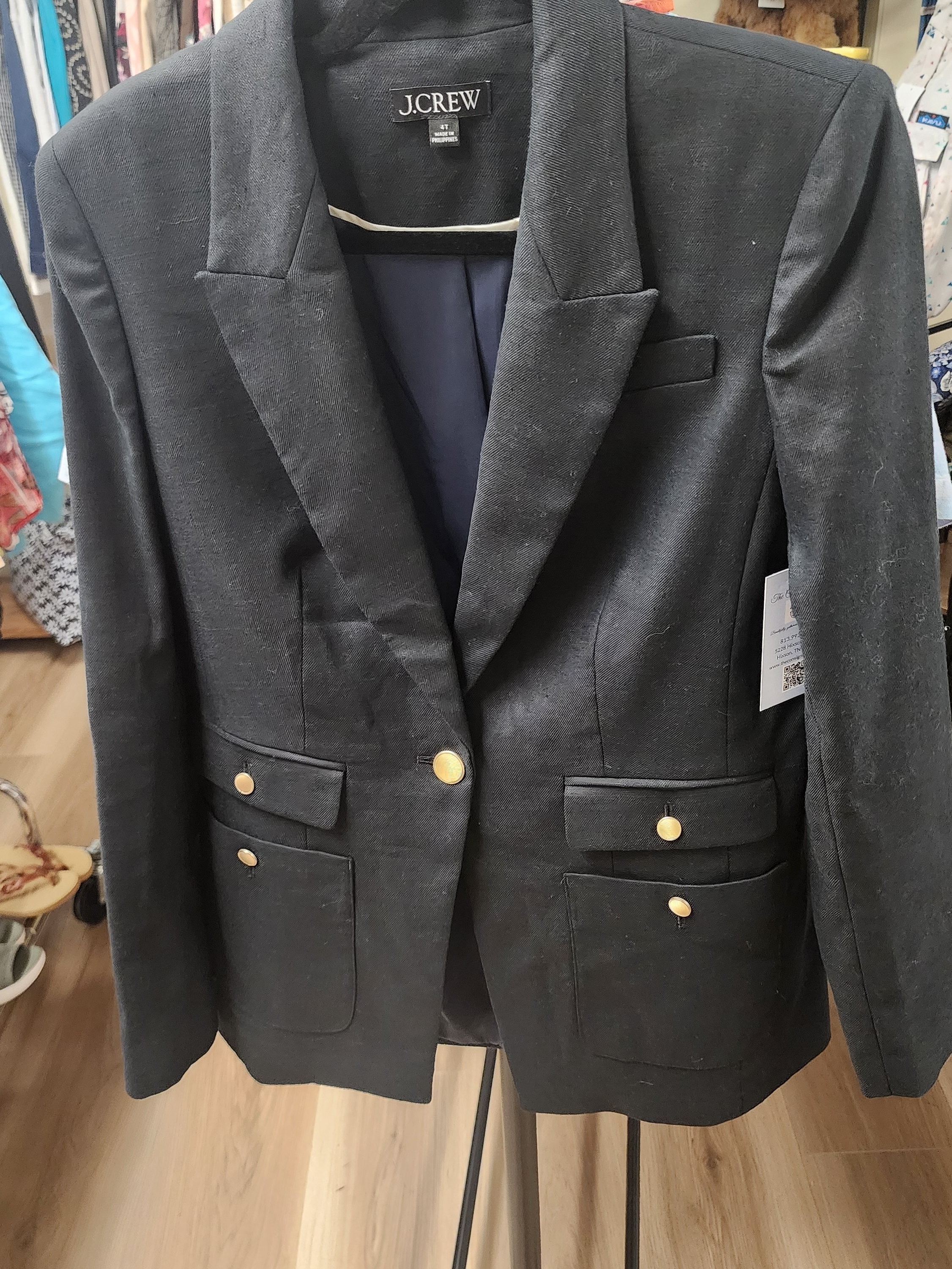 J. Crew Black Blazer With Navy Lining